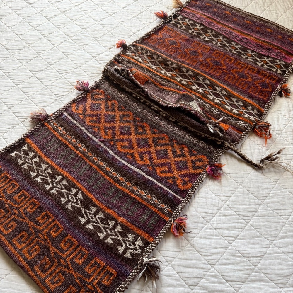 Vintage Andean Double Saddle Bag – Handwoven Wool Textile